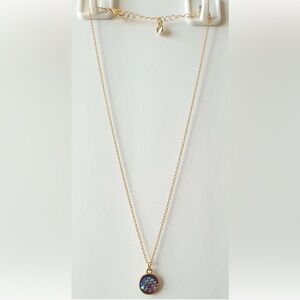 BFF Iridescent Mermaid Scale Pendent Gold Tone Chain